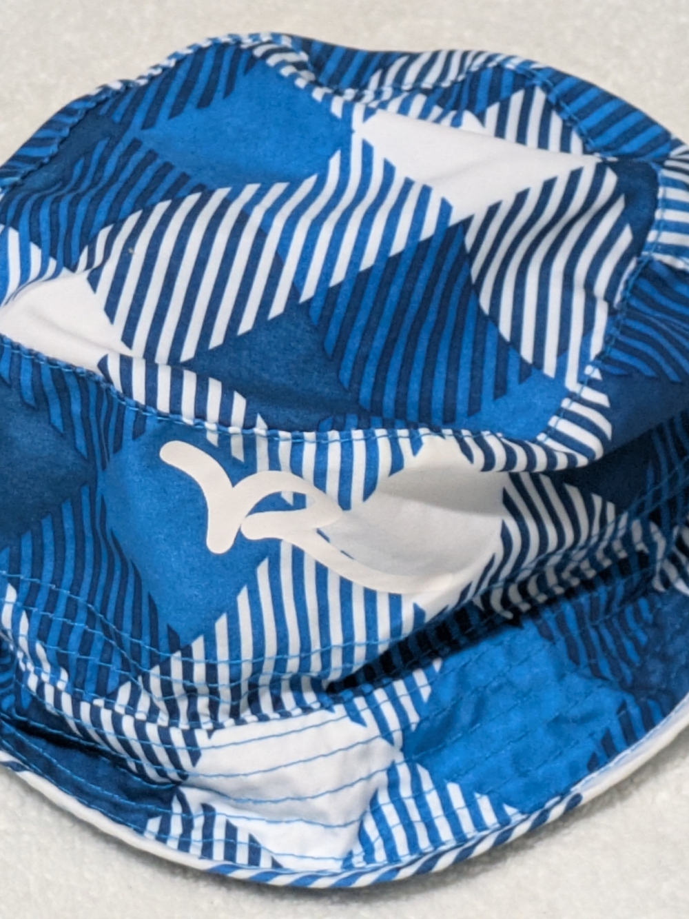 Rocawear Toddler Boy Swim/Sun Bucket Hat - Blue Patchwork Geometric - Size 24M